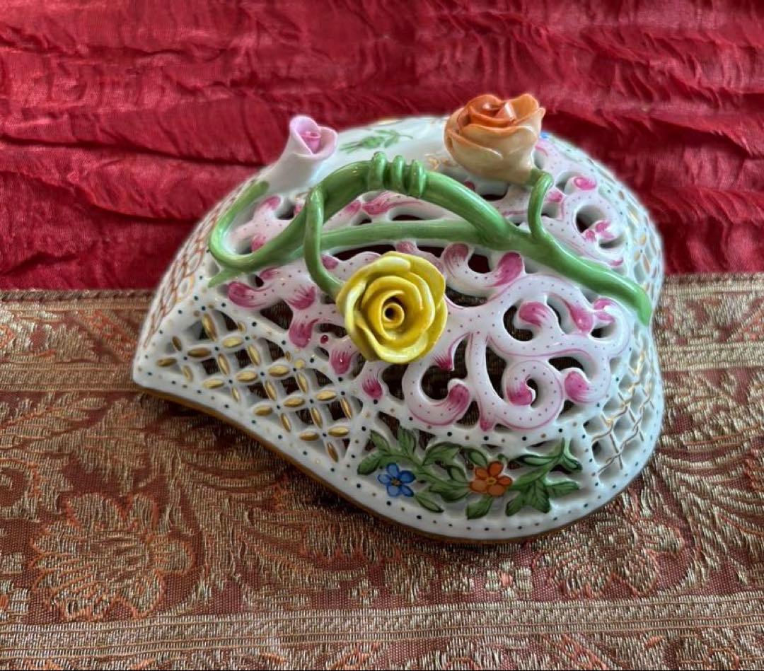 美品　ヘレンド ボンボニエール 金彩 透かし オープンワーク