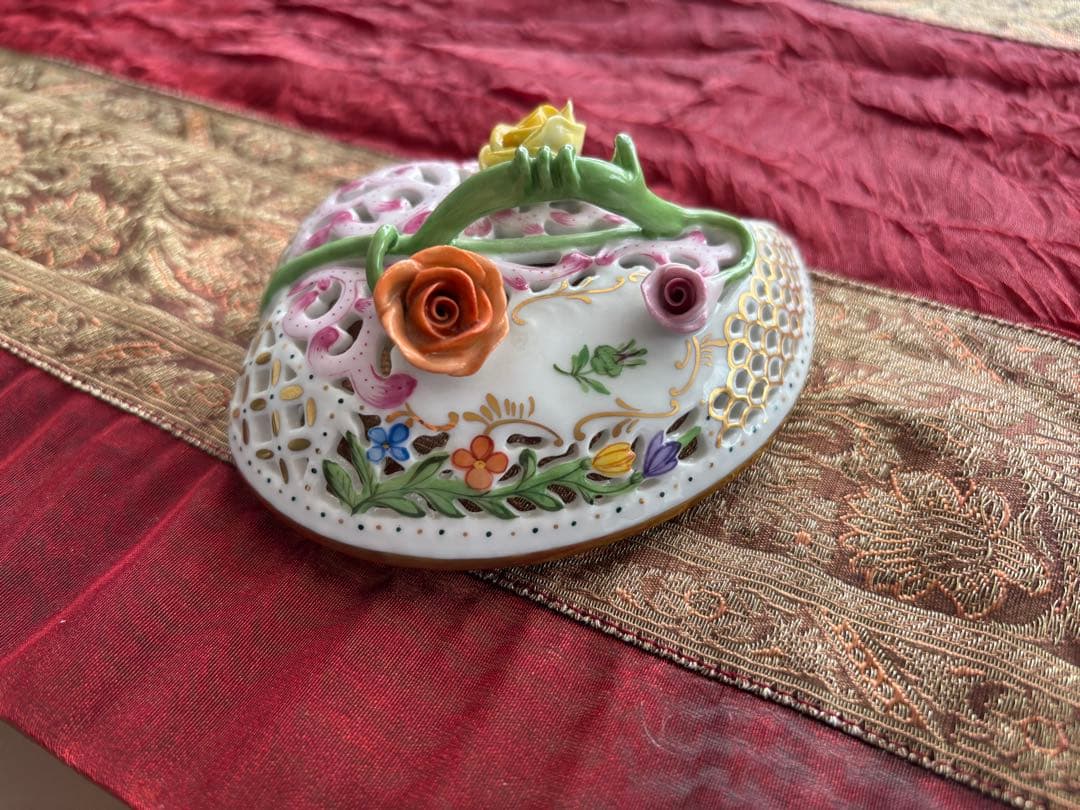 美品　ヘレンド ボンボニエール 金彩 透かし オープンワーク