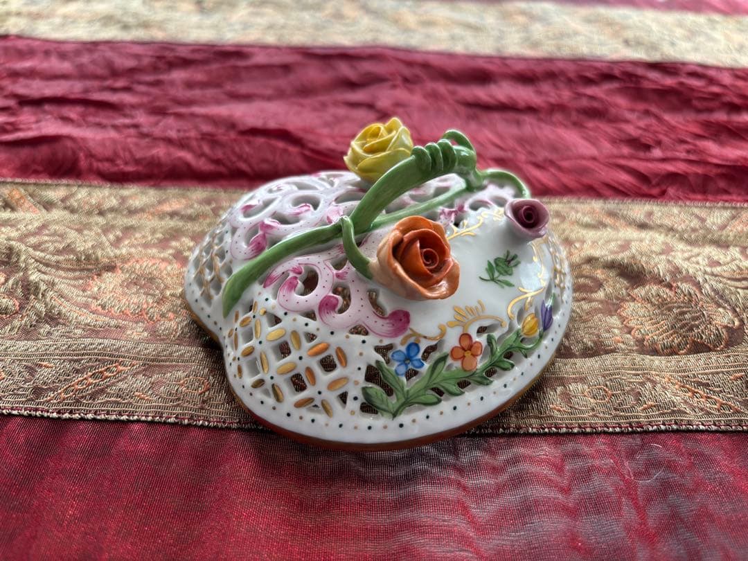 美品　ヘレンド ボンボニエール 金彩 透かし オープンワーク