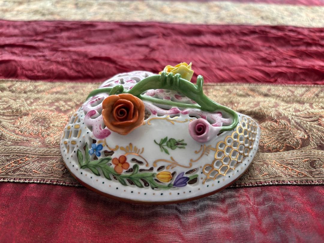 美品　ヘレンド ボンボニエール 金彩 透かし オープンワーク