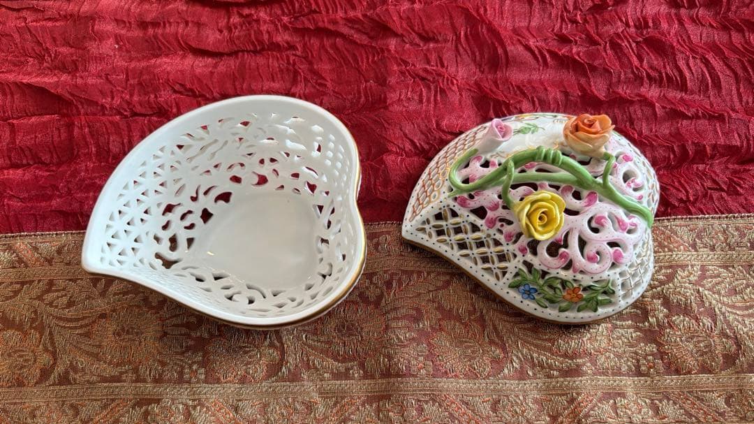 美品　ヘレンド ボンボニエール 金彩 透かし オープンワーク