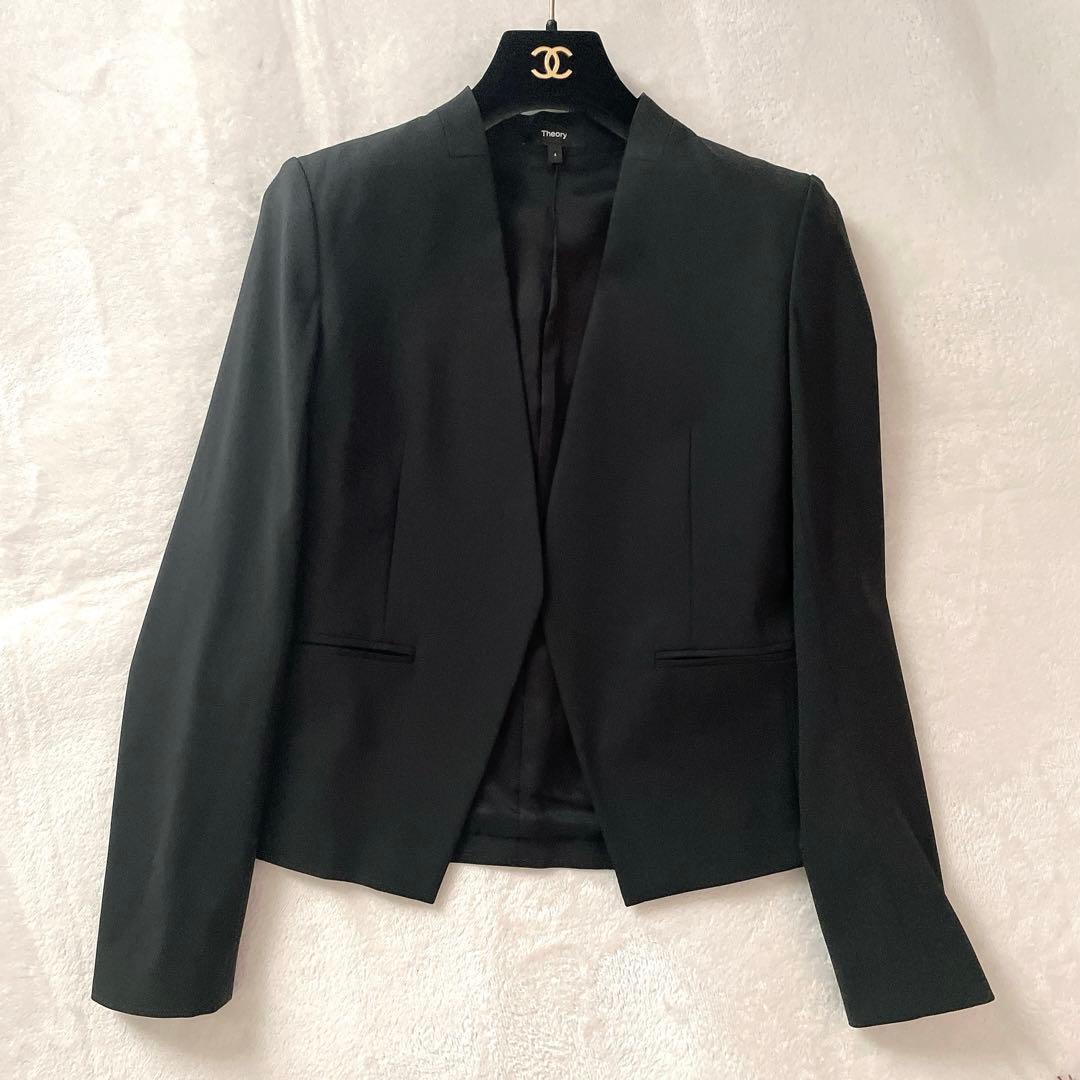 極美品⭐︎Theory TAILOR 黒 ノーカラー スカートスーツ セットアップ