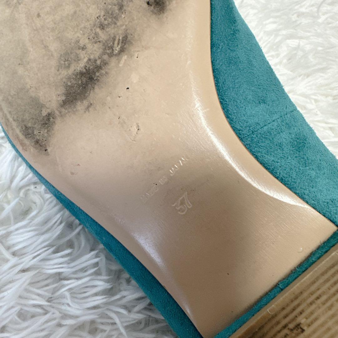 【良品】pippichic グリーン ビジュー付きフラットシューズ 37