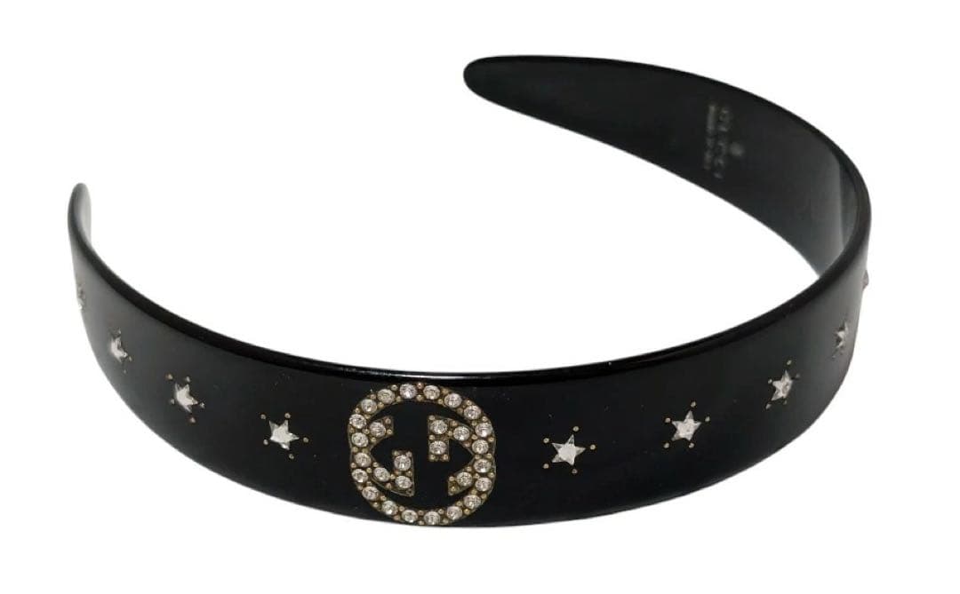 GUCCI ブラック ストーンカチューシャ