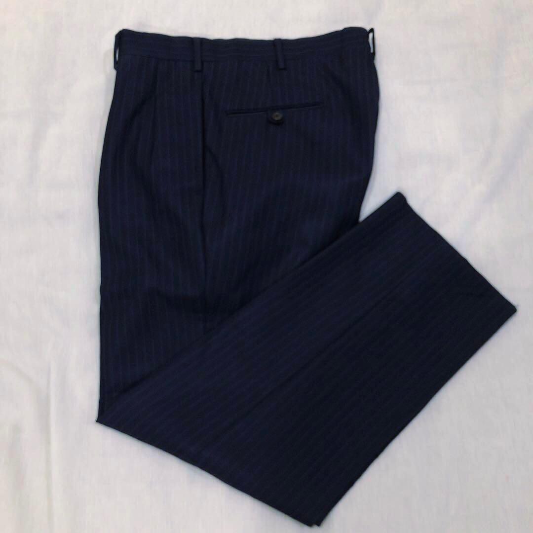 ラルフローレン ネイビースーツ ストライプ セットアップ 80s オールド 古着