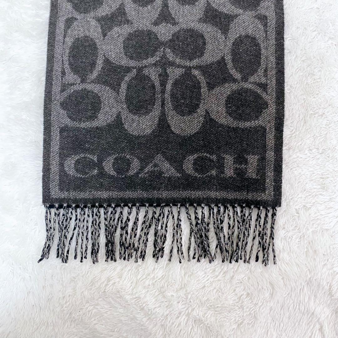 極美品　COACH　マフラー　カシミヤ100%　シグネチャー　ブラック