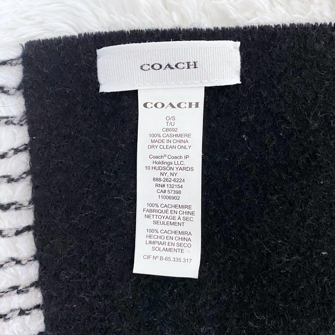 極美品　COACH　マフラー　カシミヤ100%　シグネチャー　ブラック