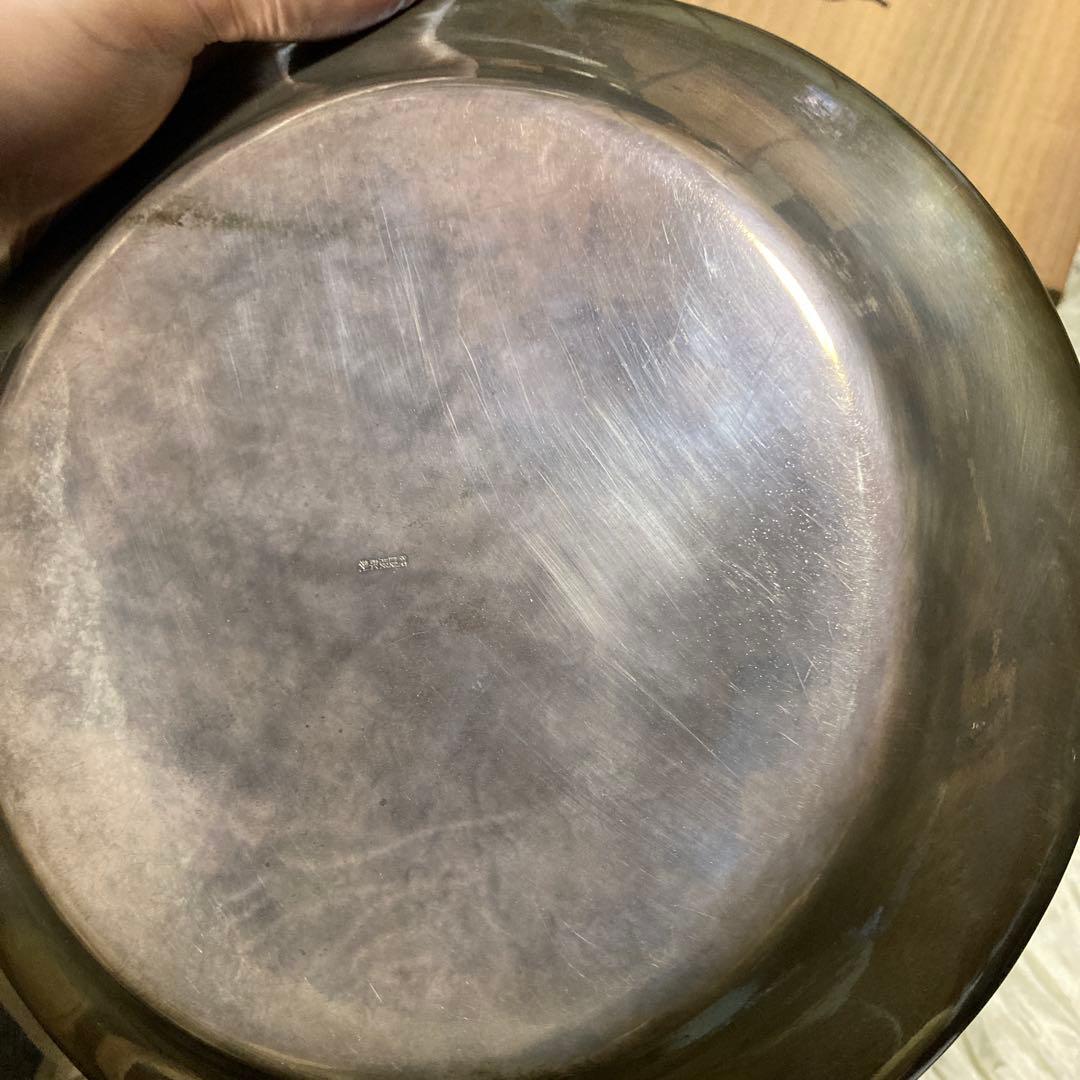 銀製　花柄食器皿　木箱付き　純銀服部製　327g