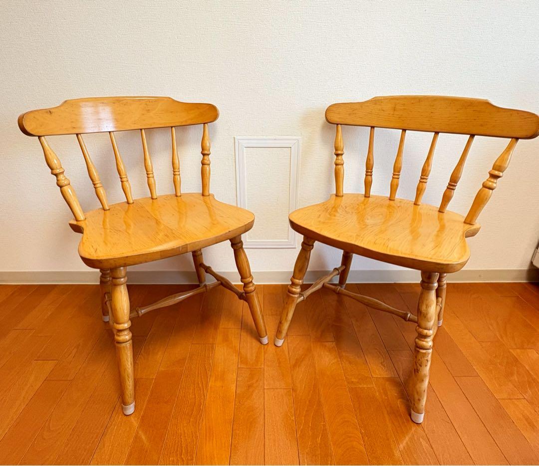 飛騨家具 WINDS 太平 ダイニングチェア ② 2脚 レトロ モダン ウインザ