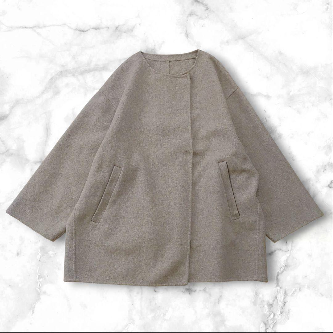 スローブイエナ ハミルトン ダブルフェイス ショート コート ウール コクーン