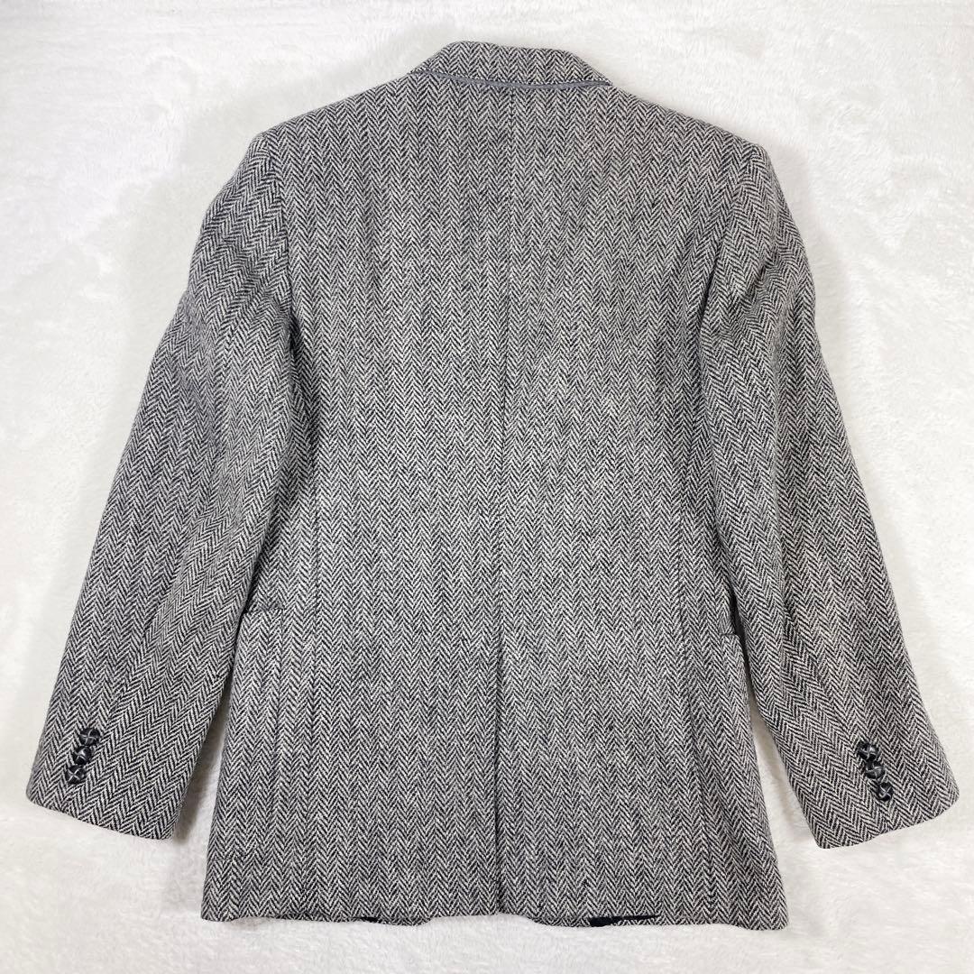 ハリスツイード テーラードジャケット ヘリンボーン 胡桃ボタン ヴィンテージ