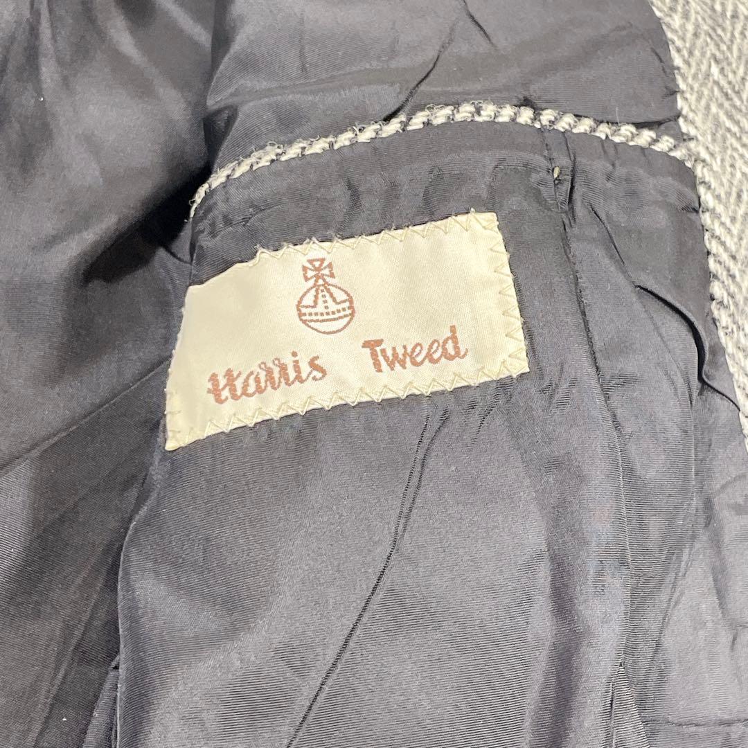 ハリスツイード テーラードジャケット ヘリンボーン 胡桃ボタン ヴィンテージ