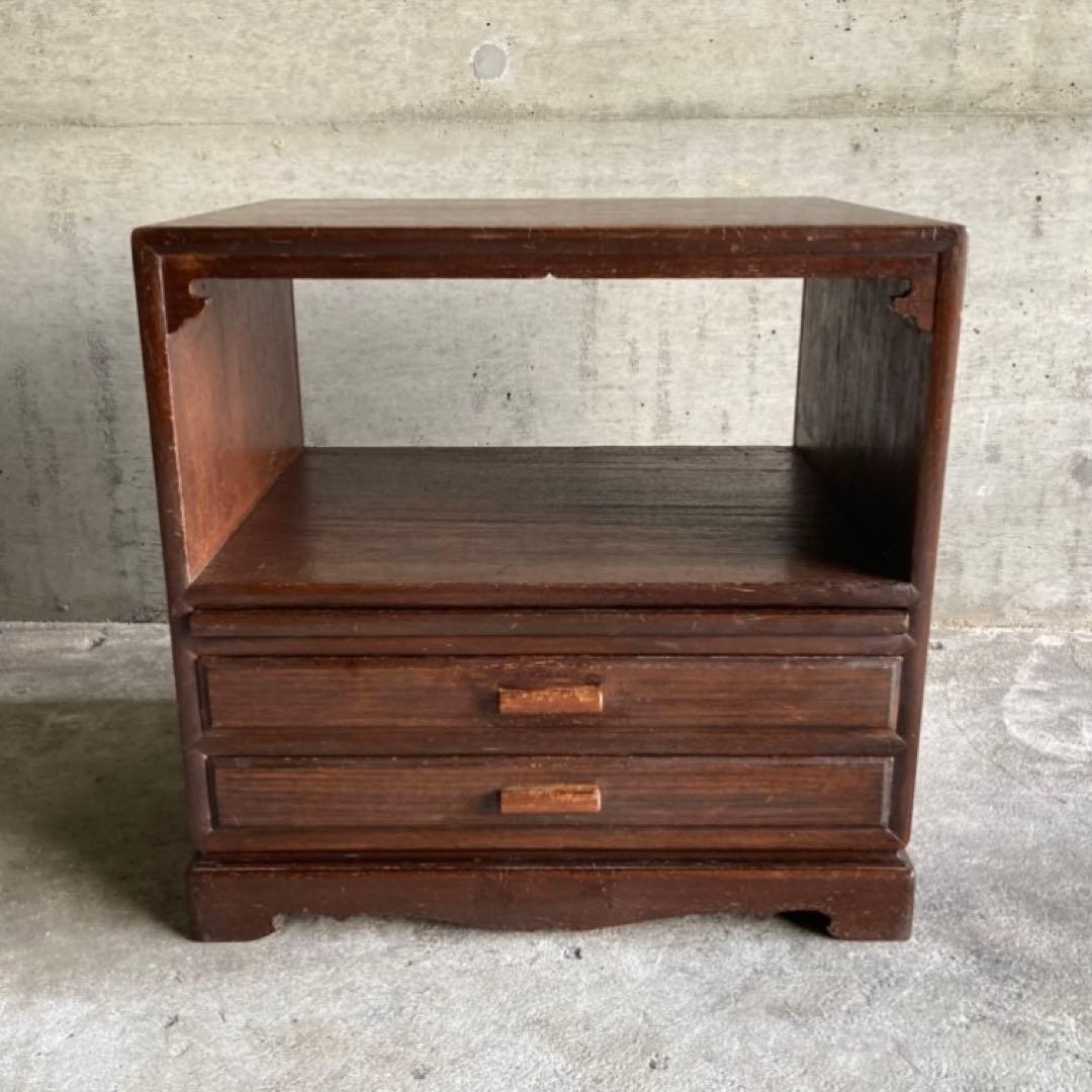 古い飾り棚 置物台 引き出し 収納 ラック チェスト キャビネット 木製 レトロ