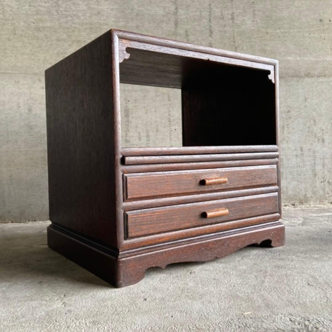 古い飾り棚 置物台 引き出し 収納 ラック チェスト キャビネット 木製 レトロ