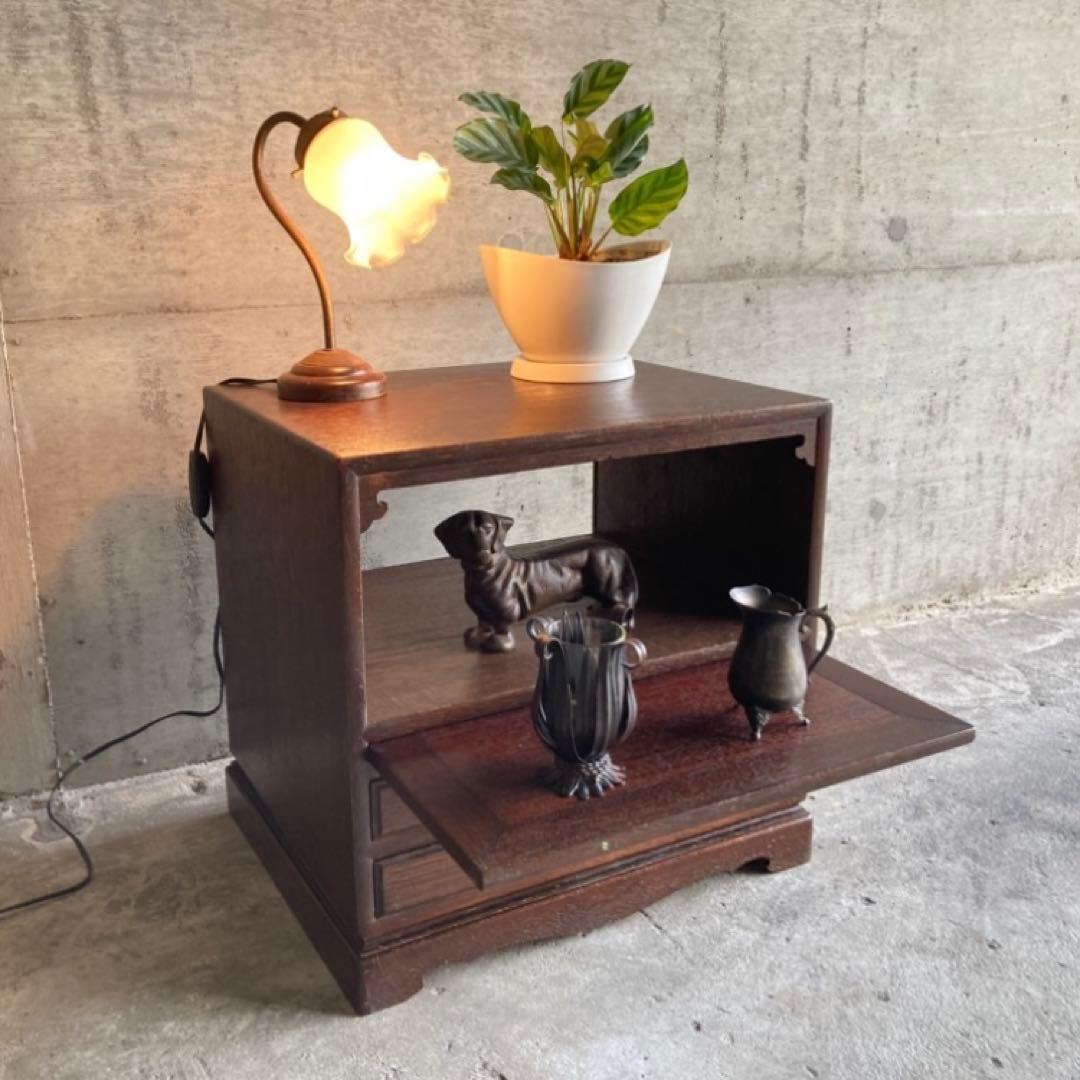 古い飾り棚 置物台 引き出し 収納 ラック チェスト キャビネット 木製 レトロ