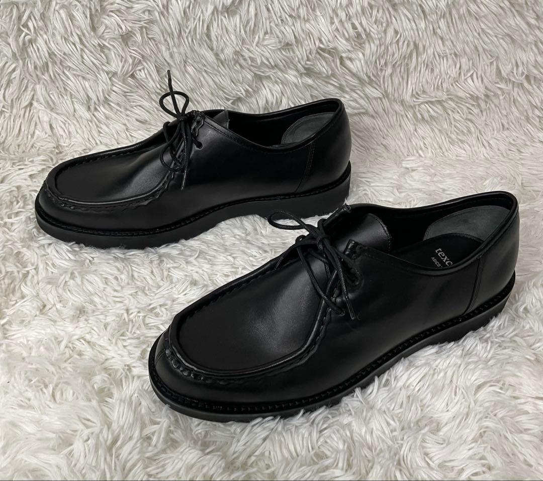 未使用　texcy luxe 革靴　チロリアンシューズ　ビジネス　冠婚葬祭　黒