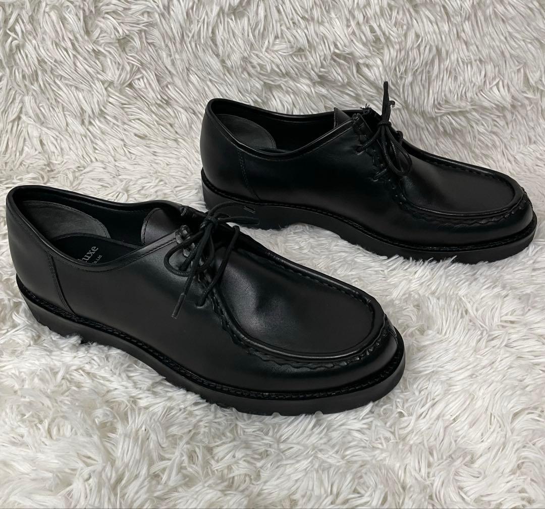 未使用　texcy luxe 革靴　チロリアンシューズ　ビジネス　冠婚葬祭　黒