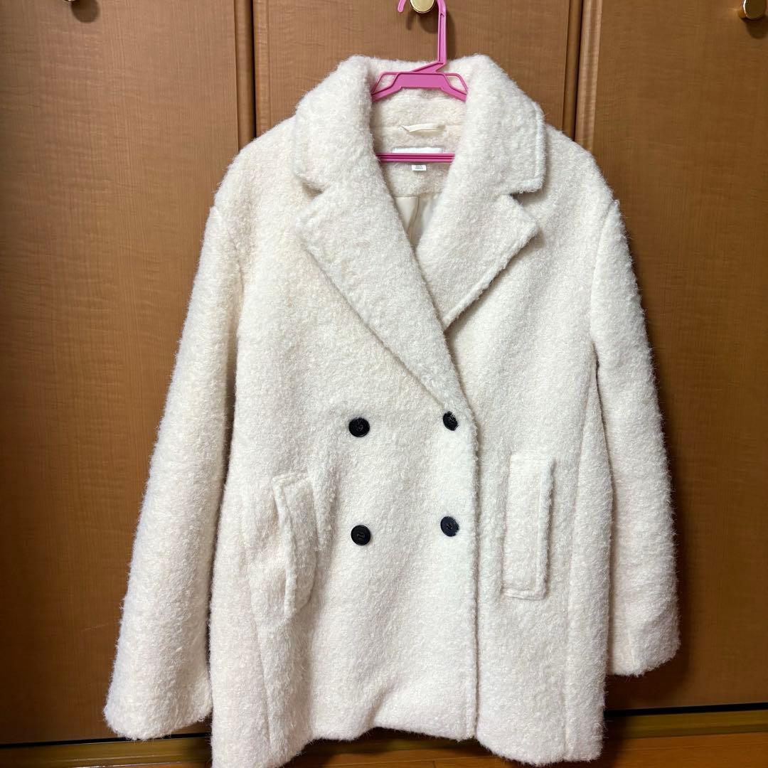 ZARA ブークレダブルブレストミディ丈コート M