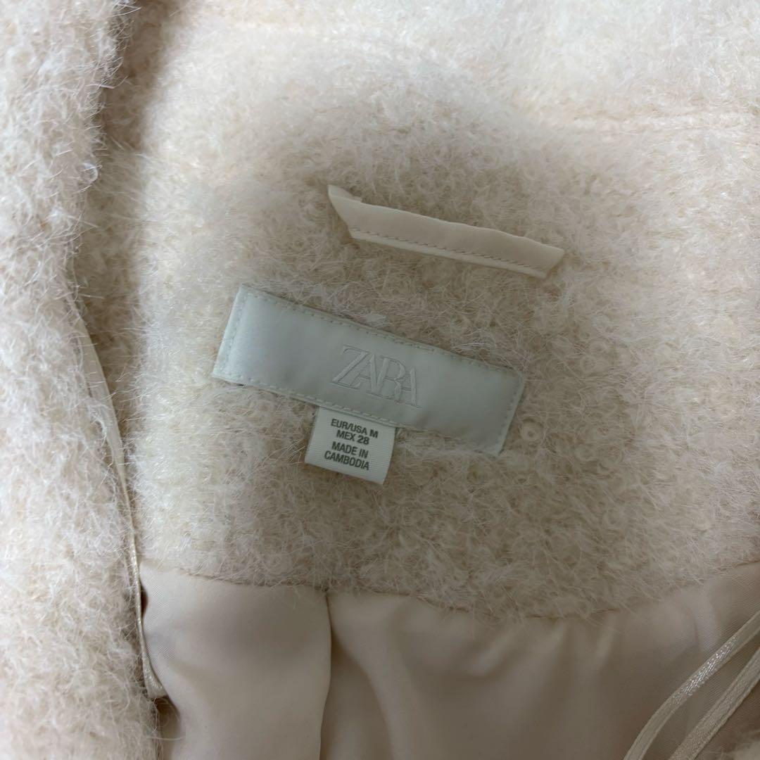 ZARA ブークレダブルブレストミディ丈コート M