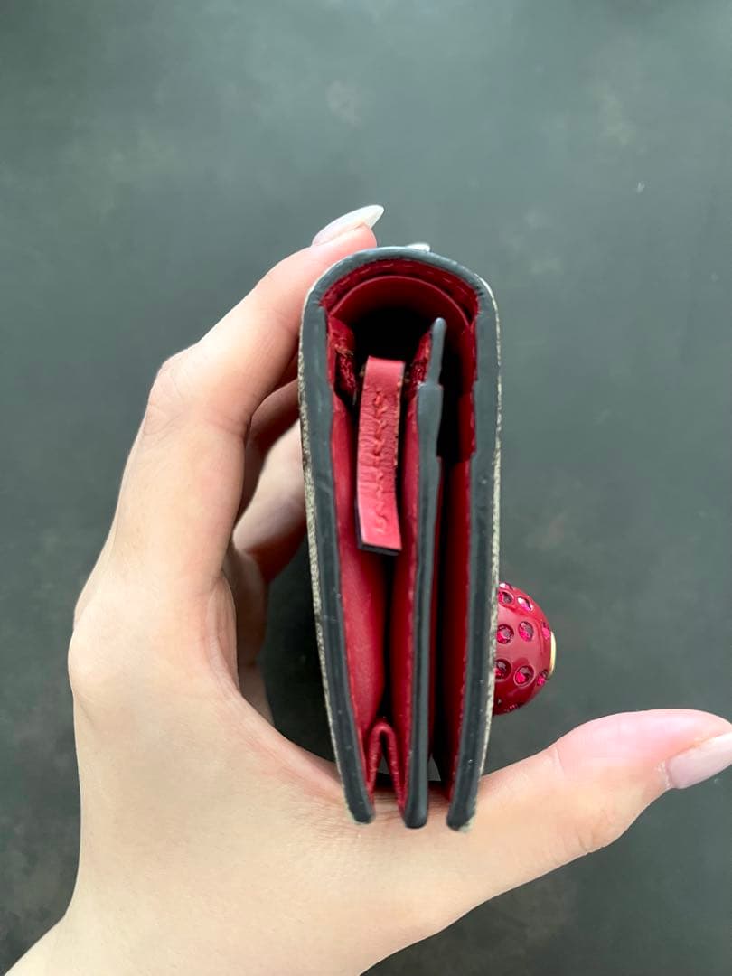 グッチ GUCCI チェリー装飾 二つ折り財布
