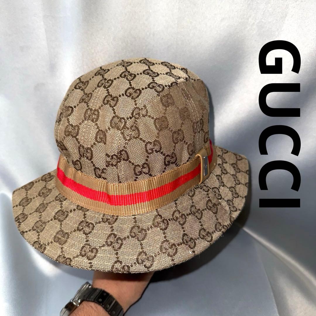 美品　GUCCI モノグラムハット　イタリア製