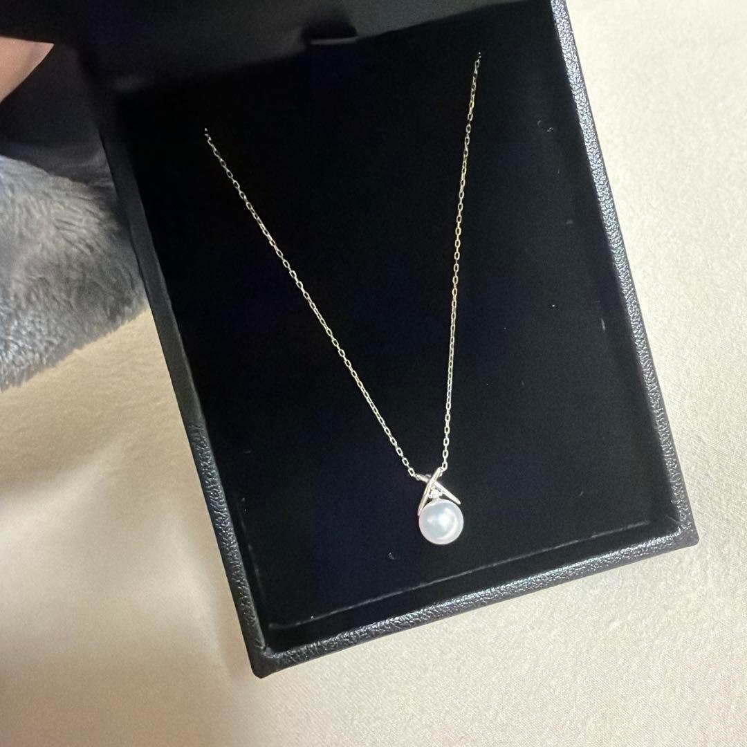 アコヤ真珠 パール ダイヤモンド ネックレス K10 WG 値下げ可能