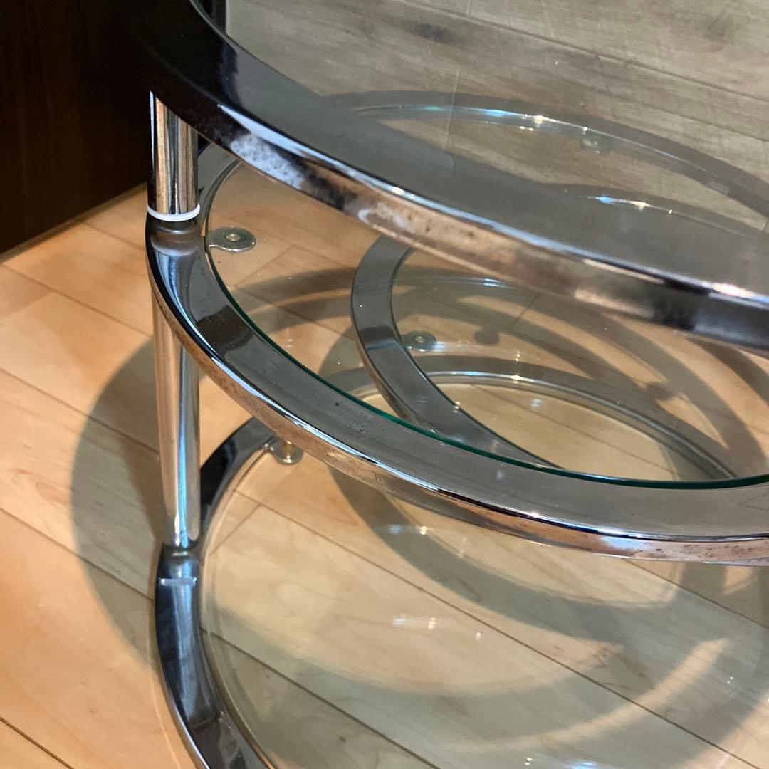 ミッドセンチュリースタイル　丸型　ラウンドテーブル　ヴィンテージ　4段