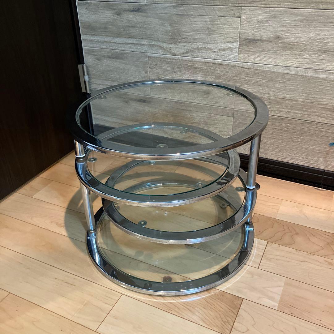 ミッドセンチュリースタイル　丸型　ラウンドテーブル　ヴィンテージ　4段