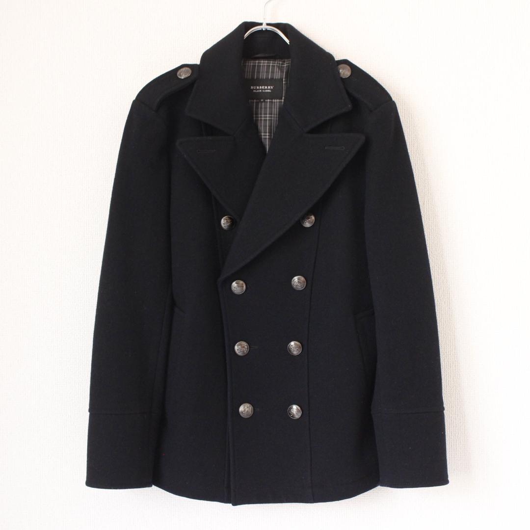 BURBERRY BLACK LABEL 銀ボタンピーコート Mサイズ ネイビー