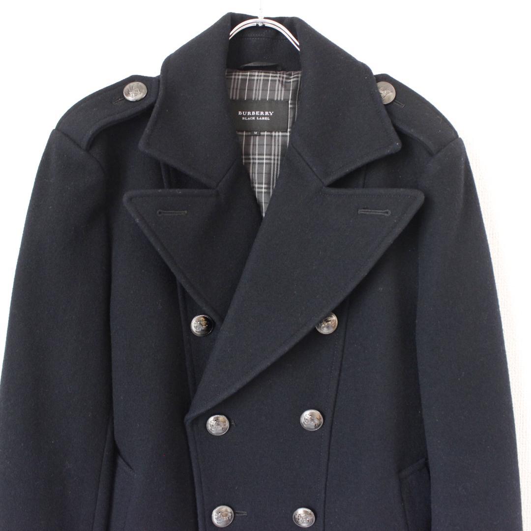 BURBERRY BLACK LABEL 銀ボタンピーコート Mサイズ ネイビー