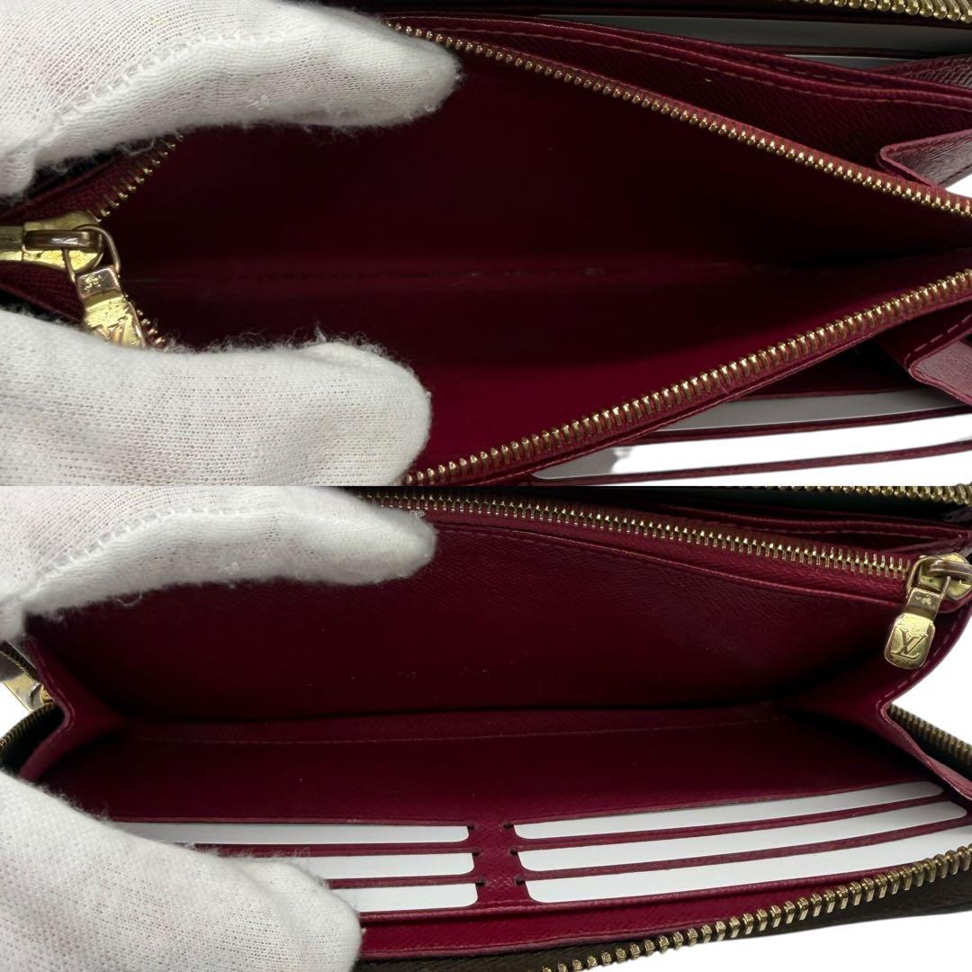 ルイヴィトン　ジッピーウォレット　ラウンドファスナー　フューシャ　ダミエ　長財布