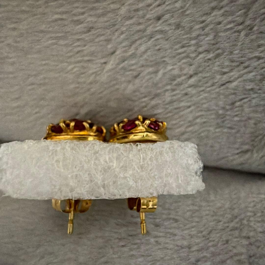 天然ルビー　K18 ハート形ピアス