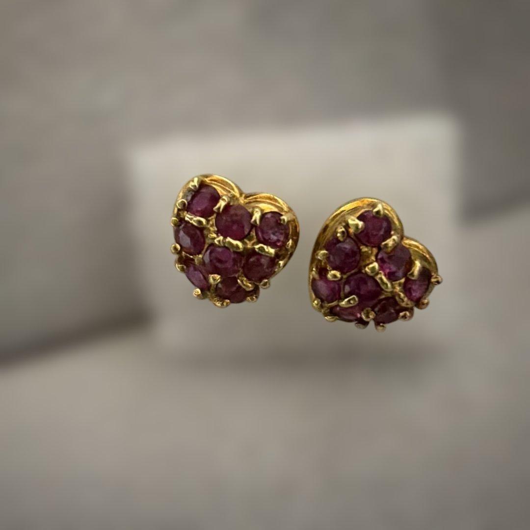 天然ルビー　K18 ハート形ピアス