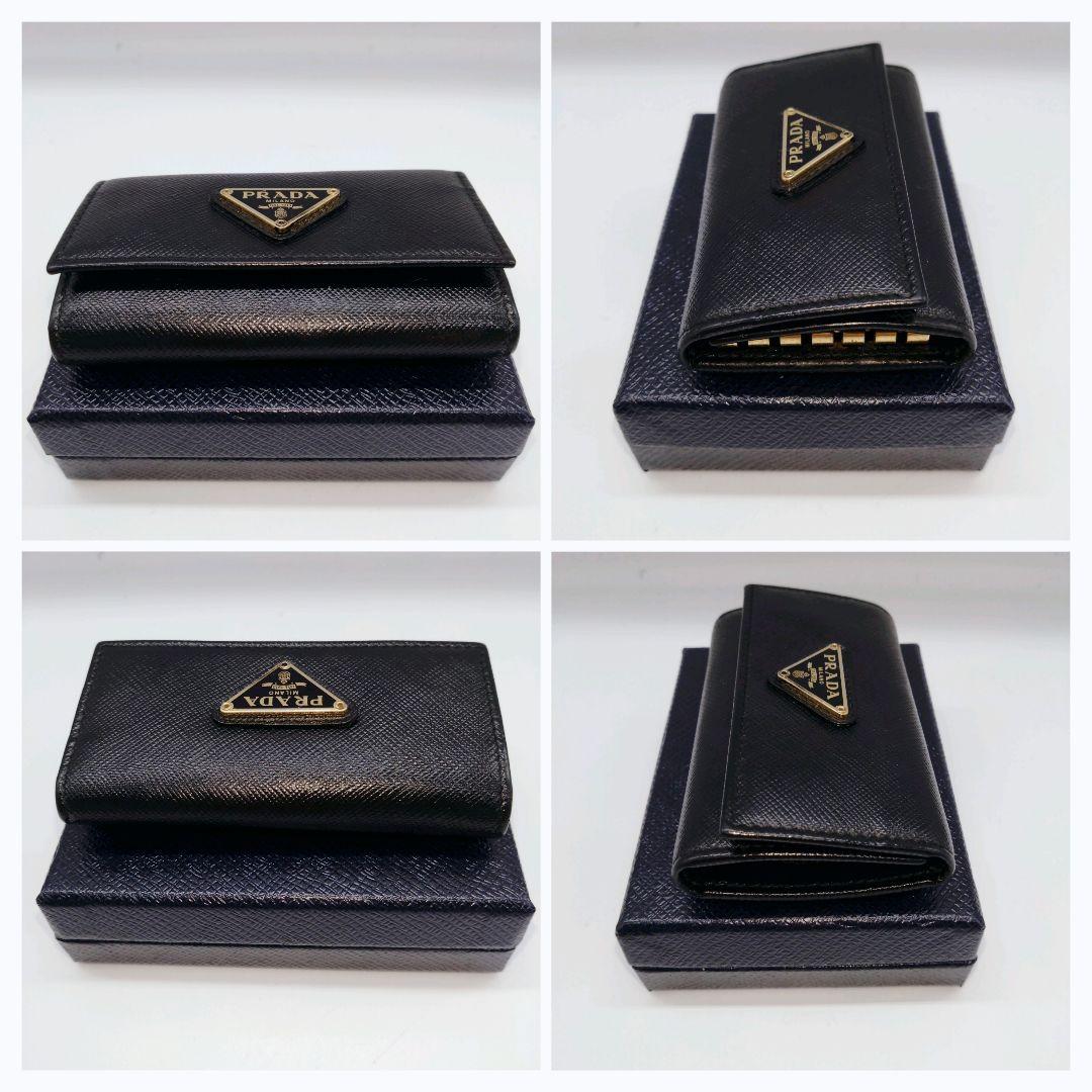 極美　プラダ　サフィアーノ　6連 キーケース　ネロ　三角ロゴ　箱ギャランティ有り