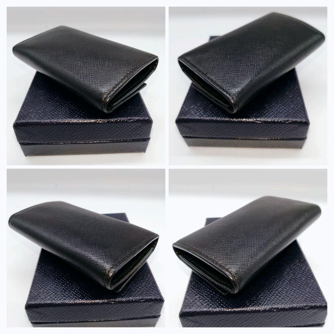 極美　プラダ　サフィアーノ　6連 キーケース　ネロ　三角ロゴ　箱ギャランティ有り