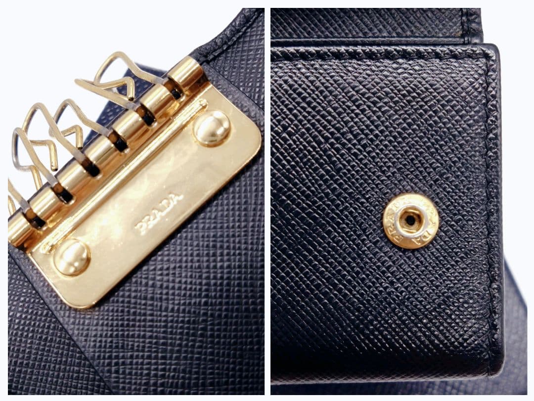 極美　プラダ　サフィアーノ　6連 キーケース　ネロ　三角ロゴ　箱ギャランティ有り