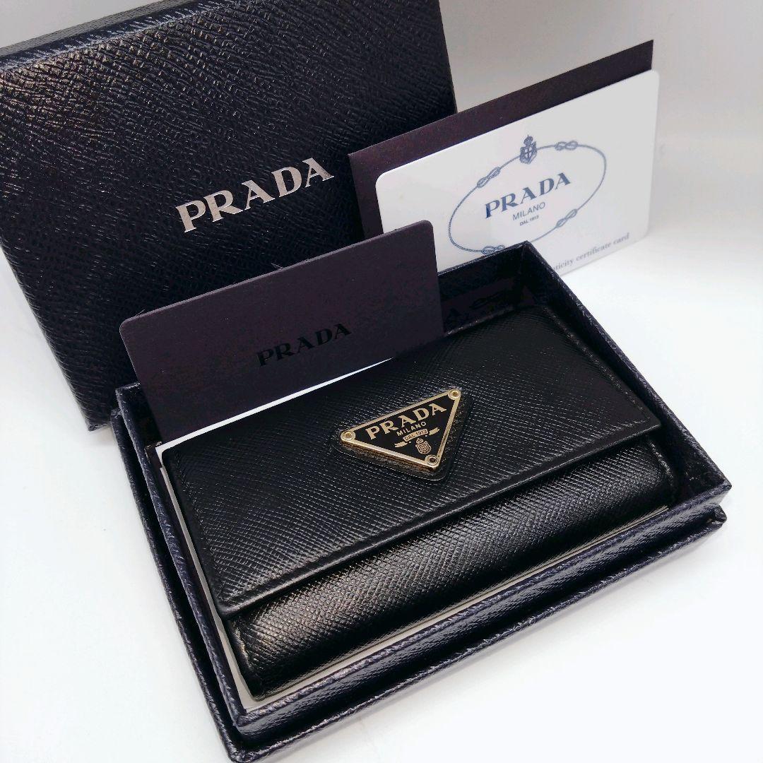 極美　プラダ　サフィアーノ　6連 キーケース　ネロ　三角ロゴ　箱ギャランティ有り