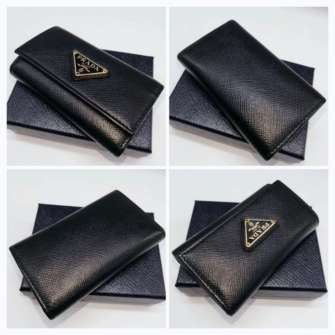 極美　プラダ　サフィアーノ　6連 キーケース　ネロ　三角ロゴ　箱ギャランティ有り