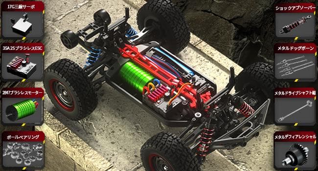 ブラシレス ラジコンカー 70km/h 35CM 四輪駆動 オフロード 高速車