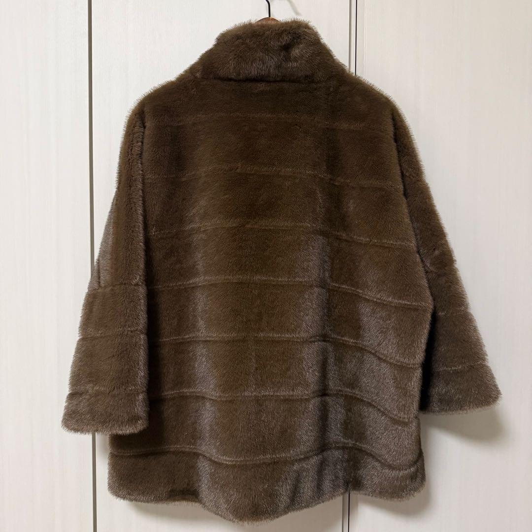 QTUME クチューム ミンクライク ファーブルゾン ブラウン