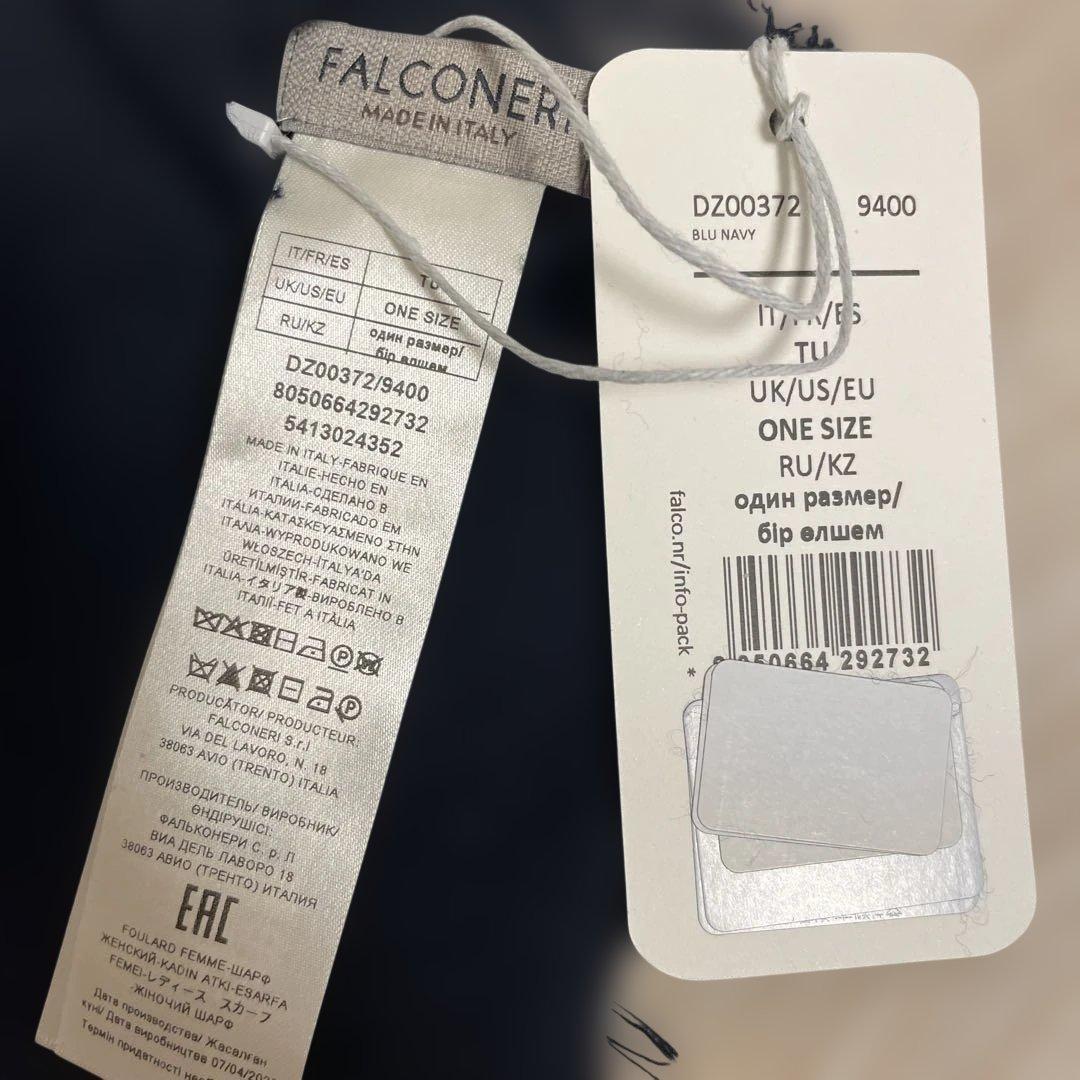 FALCONERI カシミヤ 100% ネイビー マフラー