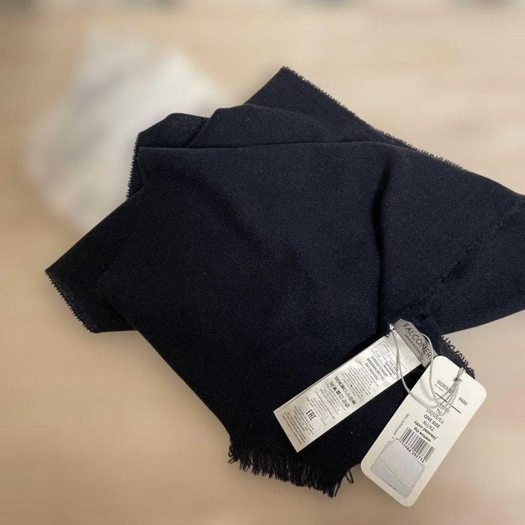FALCONERI カシミヤ 100% ネイビー マフラー