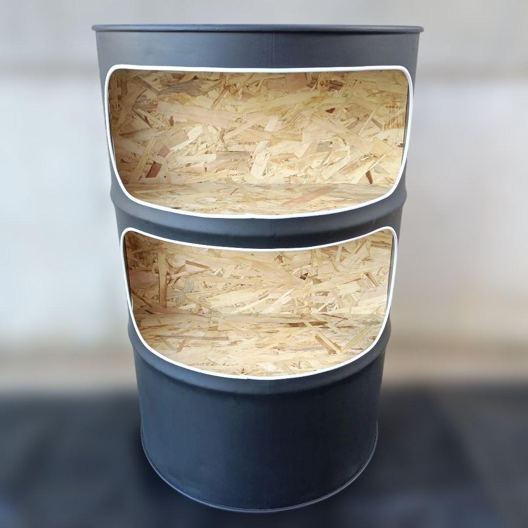 200Lドラム缶remakeBOX２段❕️マッドブラック‼️