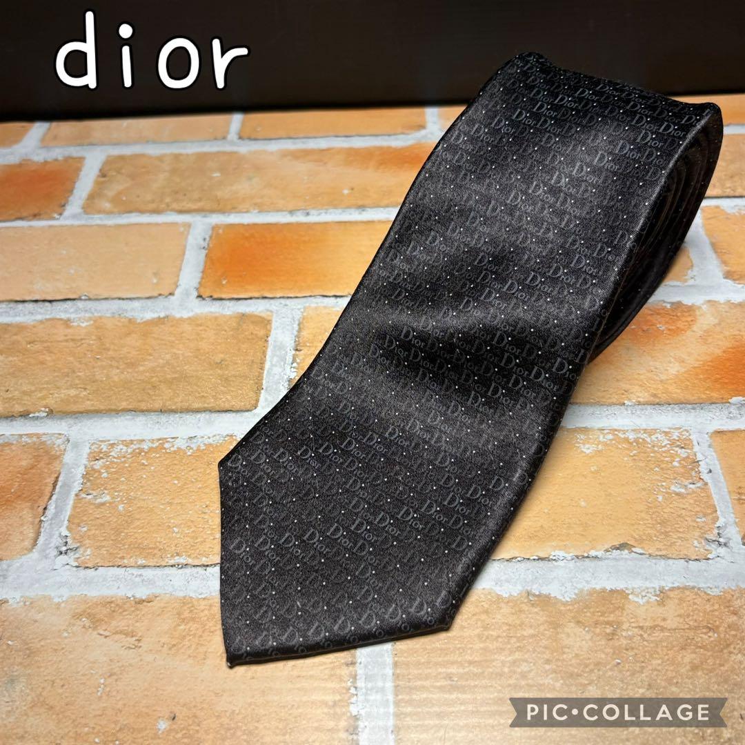 クリスチャンディオール　ネクタイ　ロゴ　総柄　シルク