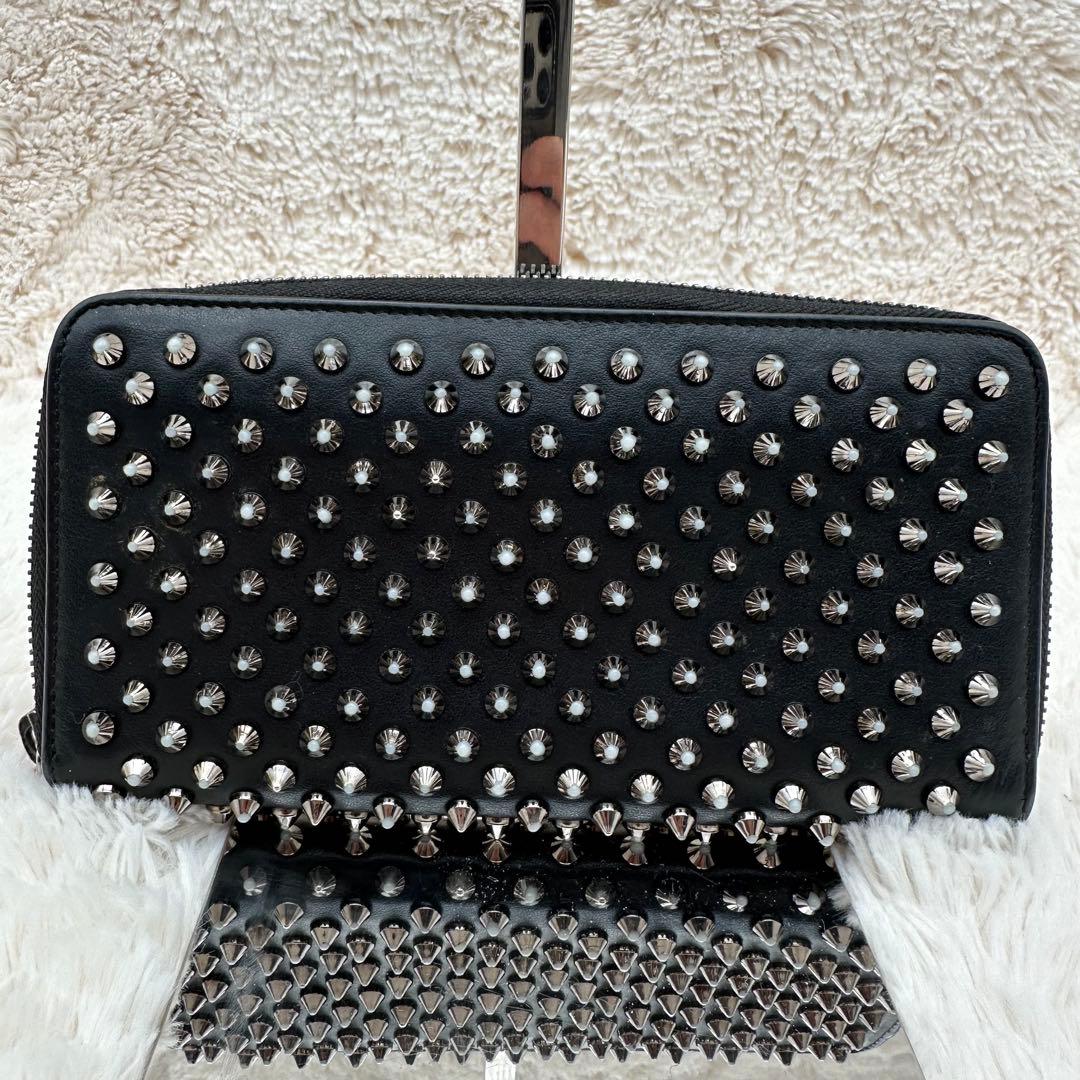 ✨美品✨ルブダン　長財布　スタッズ　パネトーネ　ラウンドジップ　レザー　黒