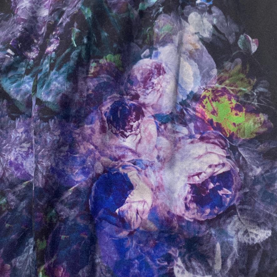 【完売】LAD MUSICIAN　ツータックテーパードワイドスラックス 花柄 黒