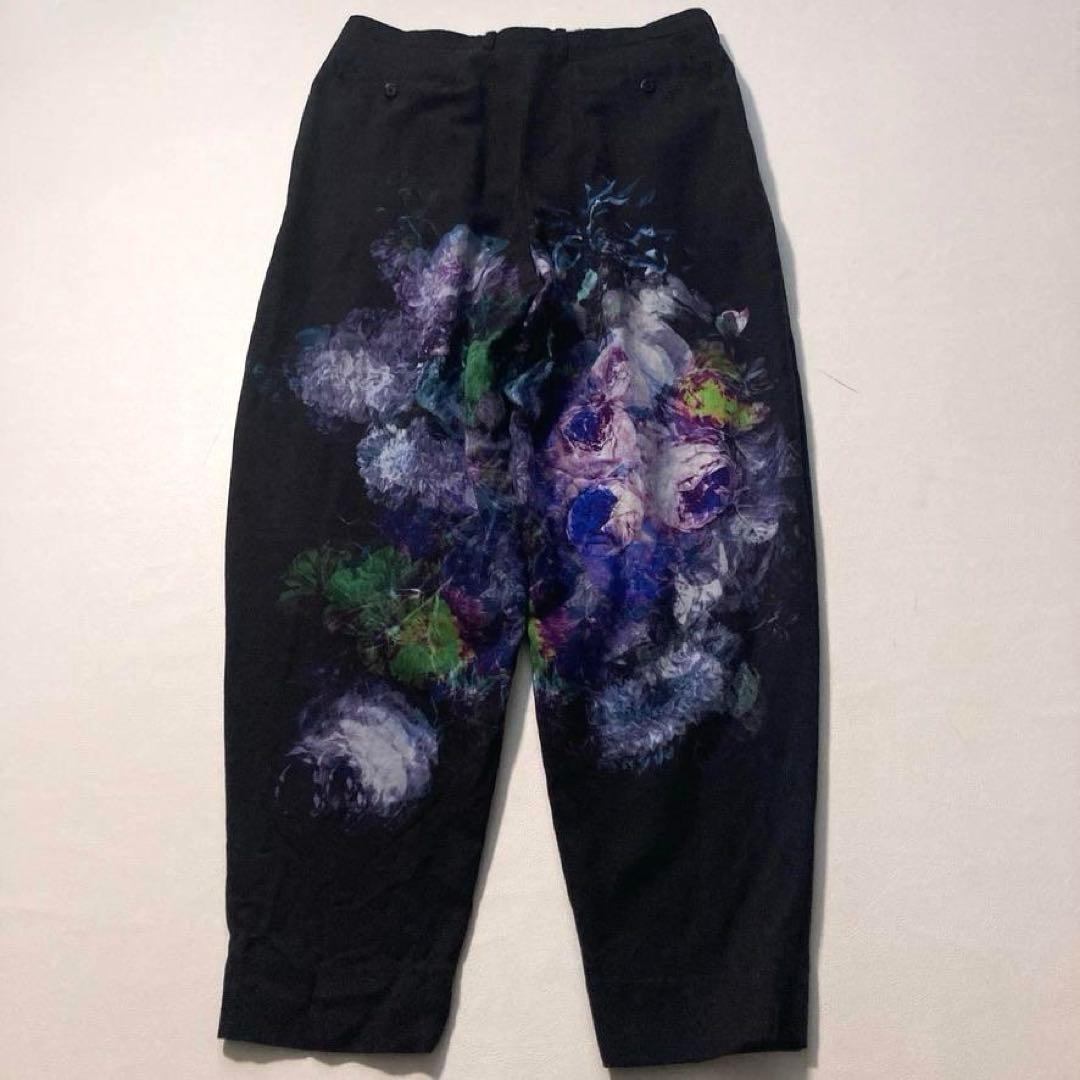 【完売】LAD MUSICIAN　ツータックテーパードワイドスラックス 花柄 黒