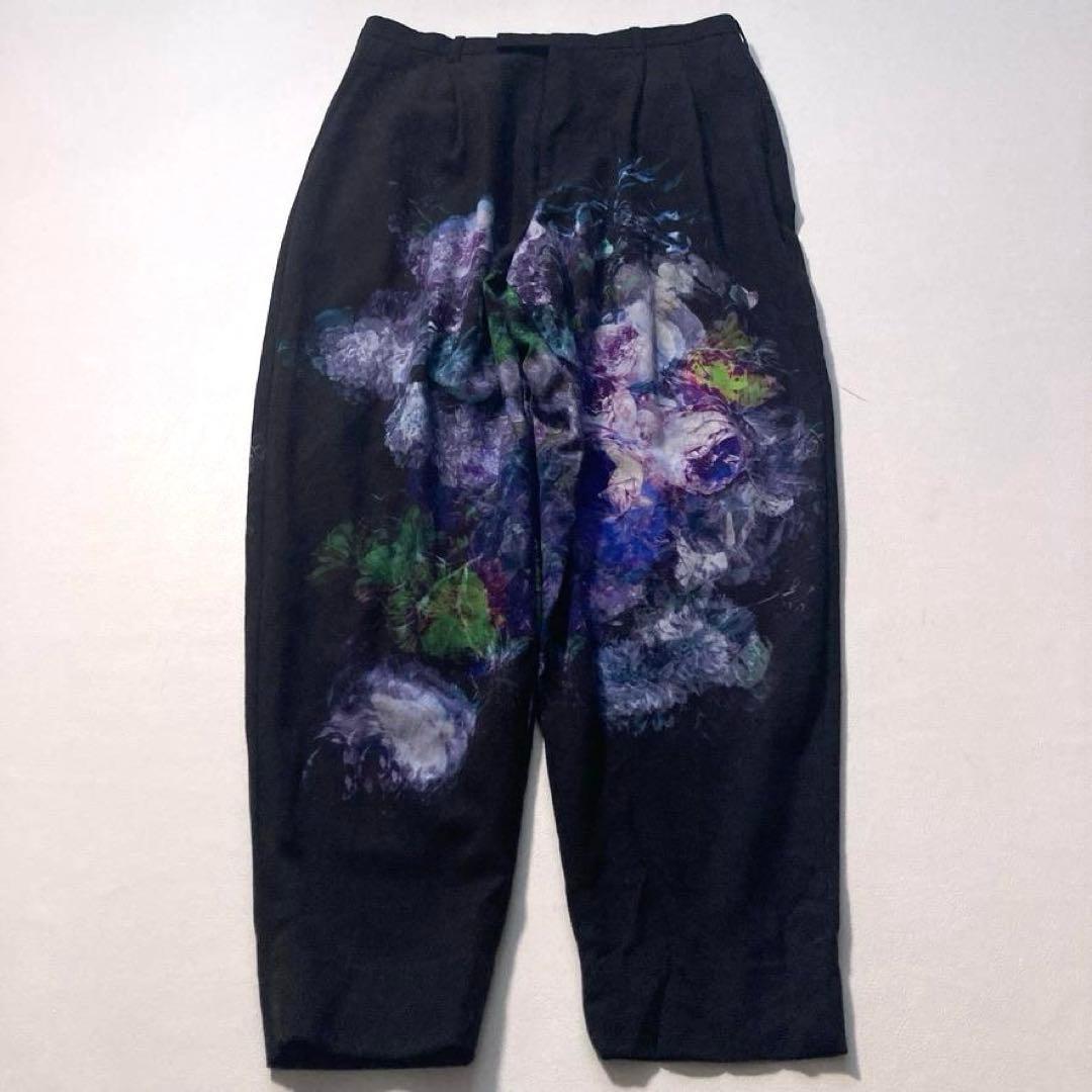 【完売】LAD MUSICIAN　ツータックテーパードワイドスラックス 花柄 黒
