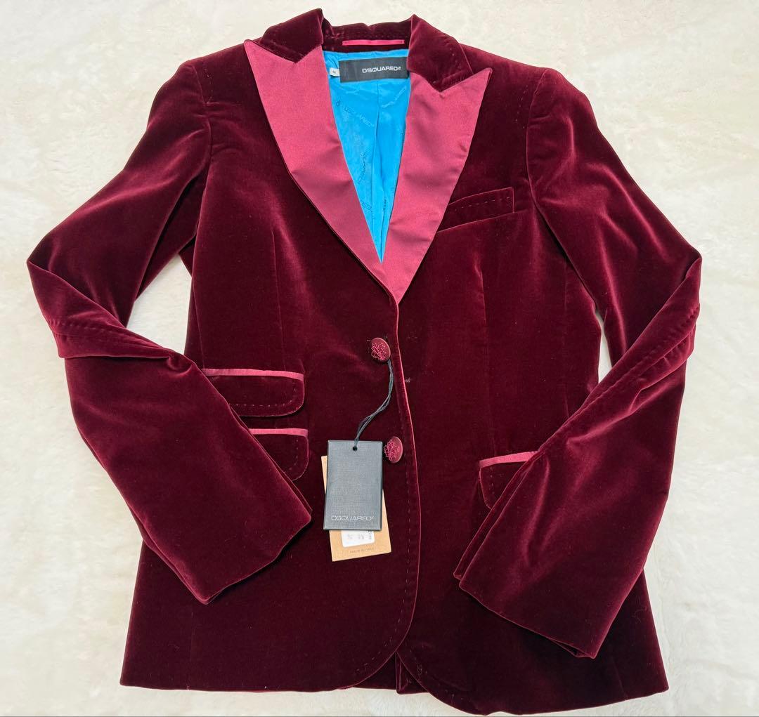 DSQUARED2 バーガンディ ベルベットジャケット 44