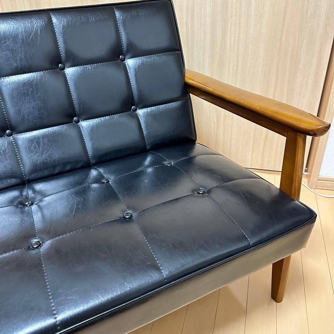 カリモク60 Kチェア 2シーター スタンダードブラック 定番 美中古品